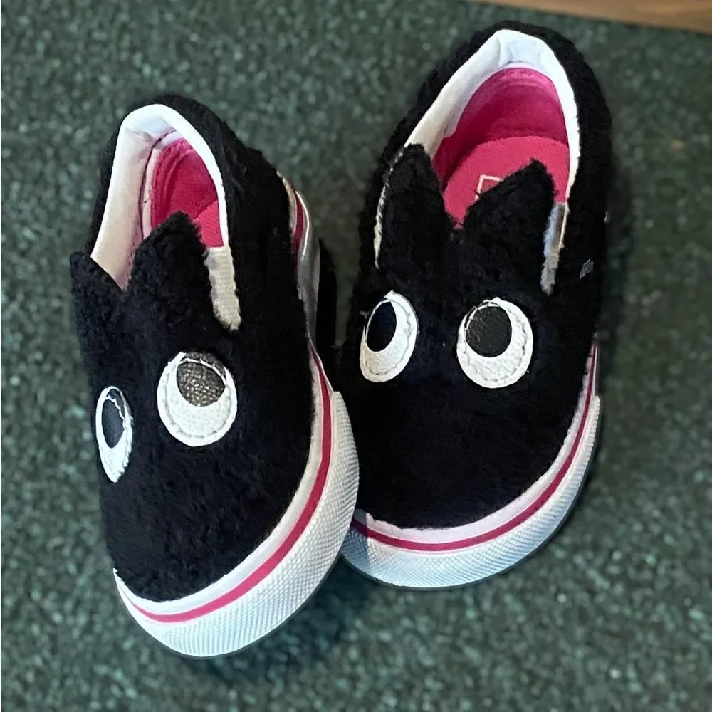 VANS Slip On Infant Baby Toddler Friend Party Furry Black Shoes size 5